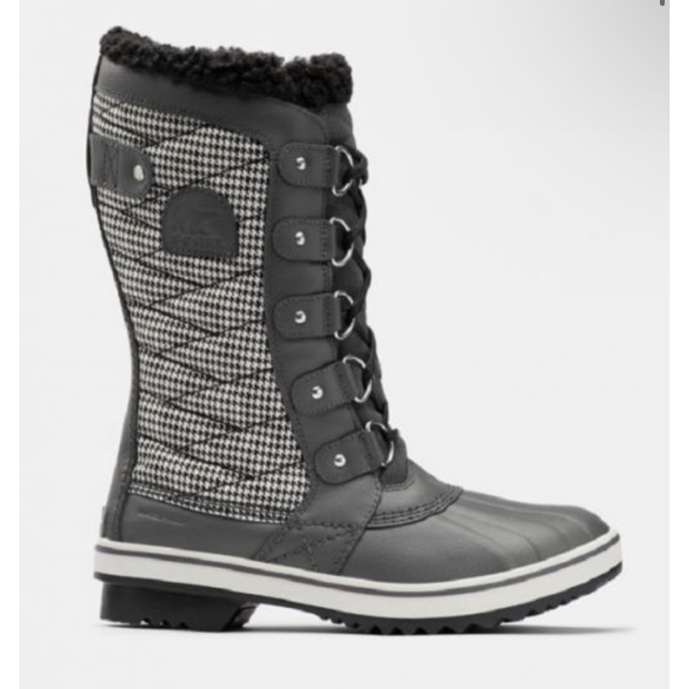 New $170 Sorel Women's 10 Tofino II Waterproof Boot Gray Houndstooth Lace Up
